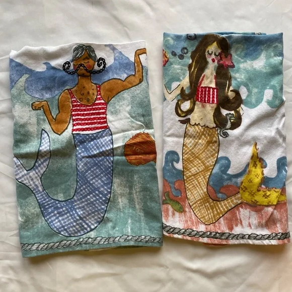Urban Outfitters Mermaid ONLY tea towel - Picture 2 of 5